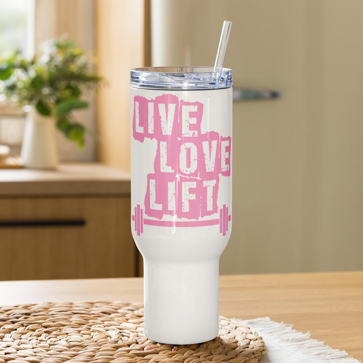 Live Love Lift - Sports and Fitness Theme Travel mug with a handle