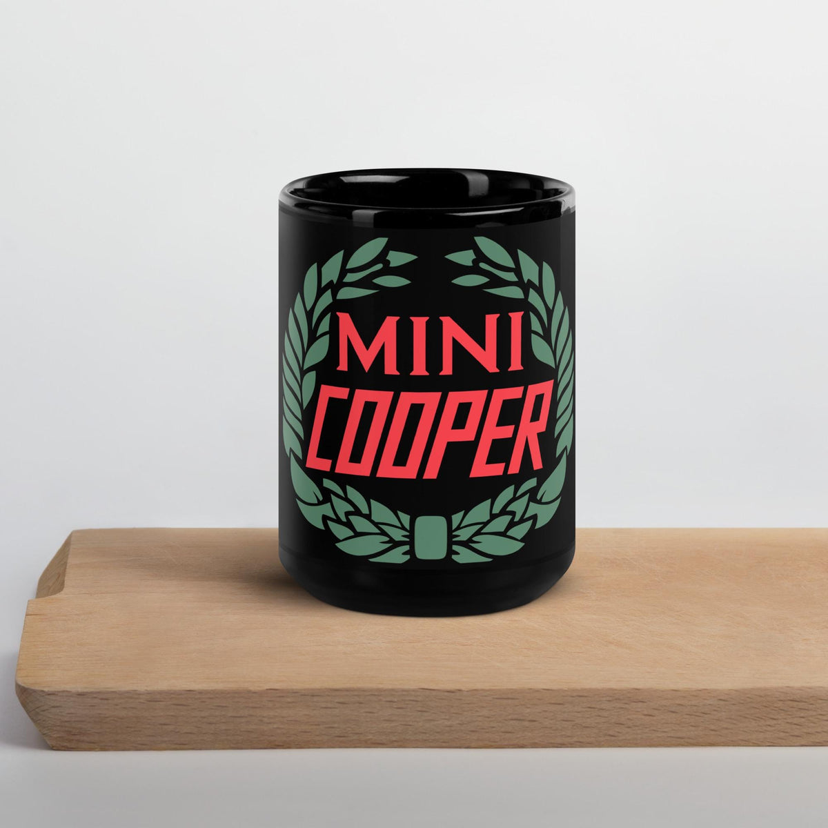 Old Mini Cooper Logo Ceramic Black Glossy Mug