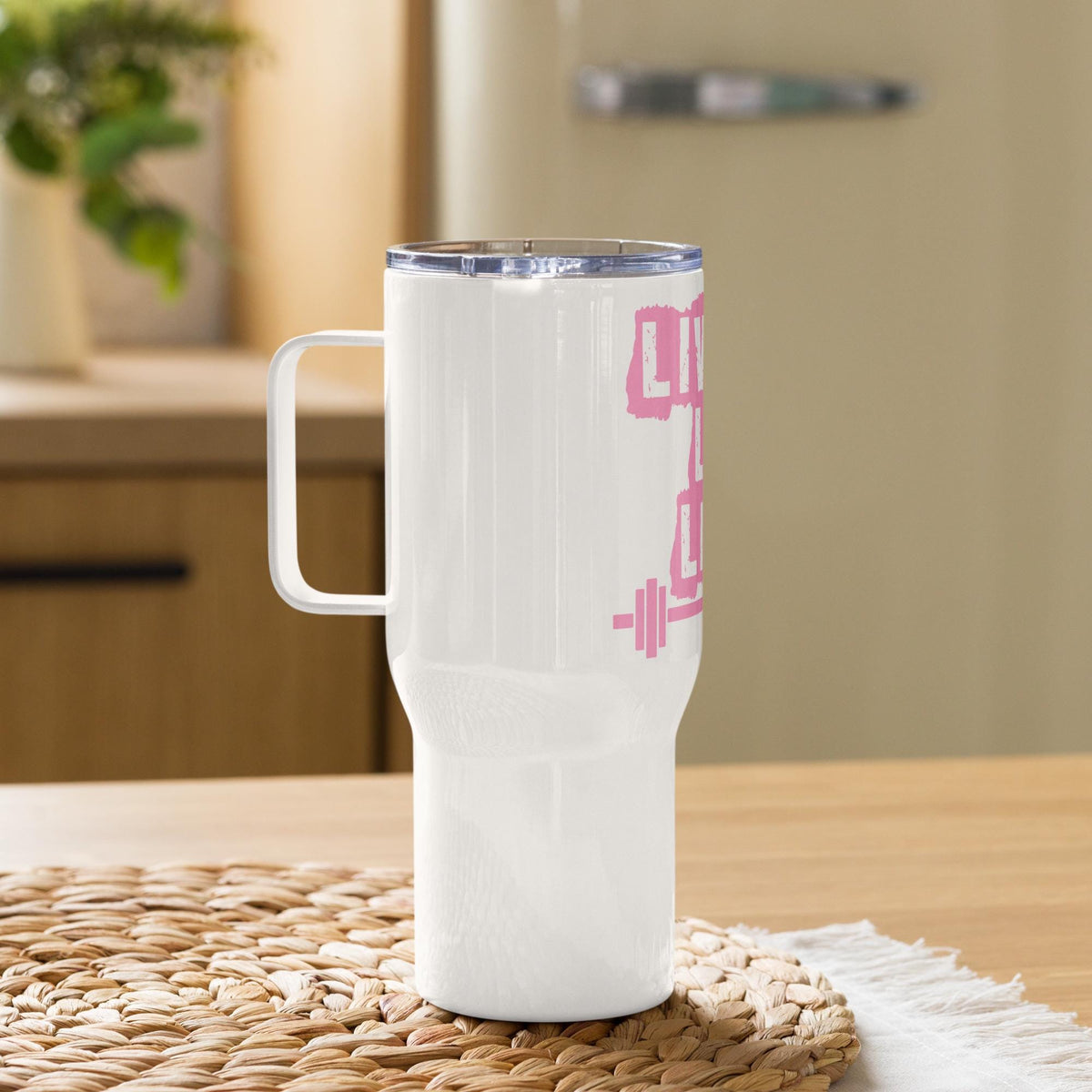 Live Love Lift - Sports and Fitness Theme Travel mug with a handle