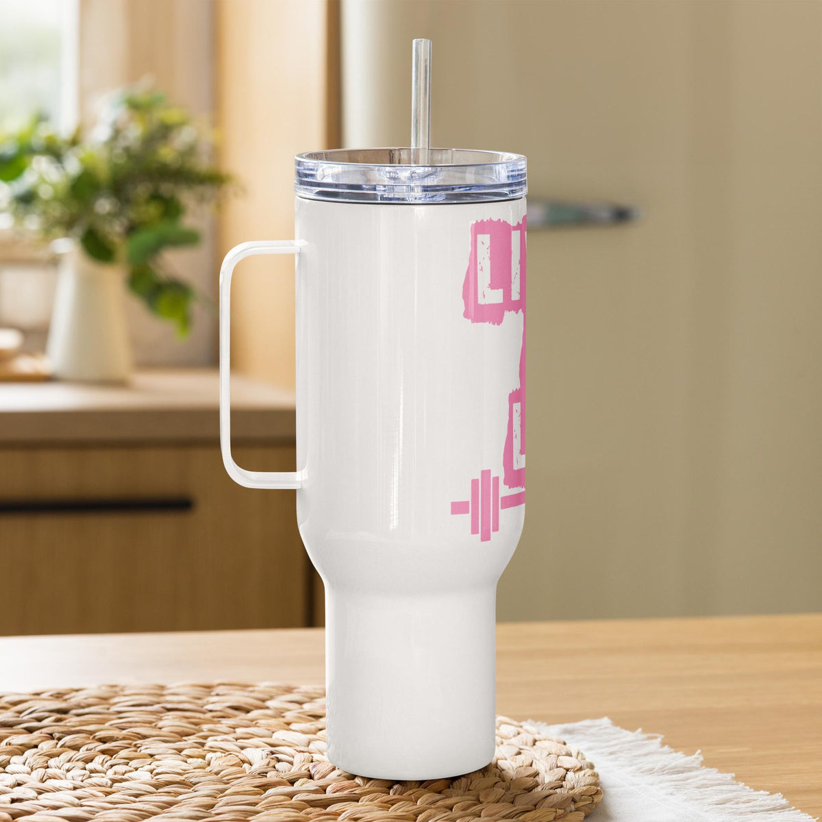 Live Love Lift - Sports and Fitness Theme Travel mug with a handle