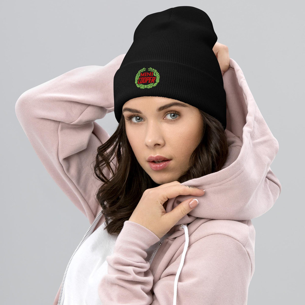 Old Mini Cooper Emblem Cuffed Beanie