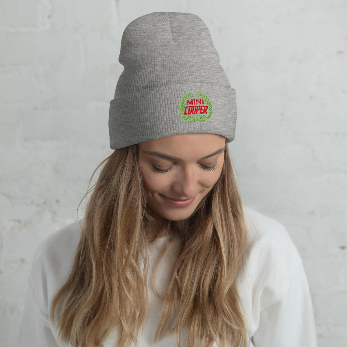 Old Mini Cooper Emblem Cuffed Beanie