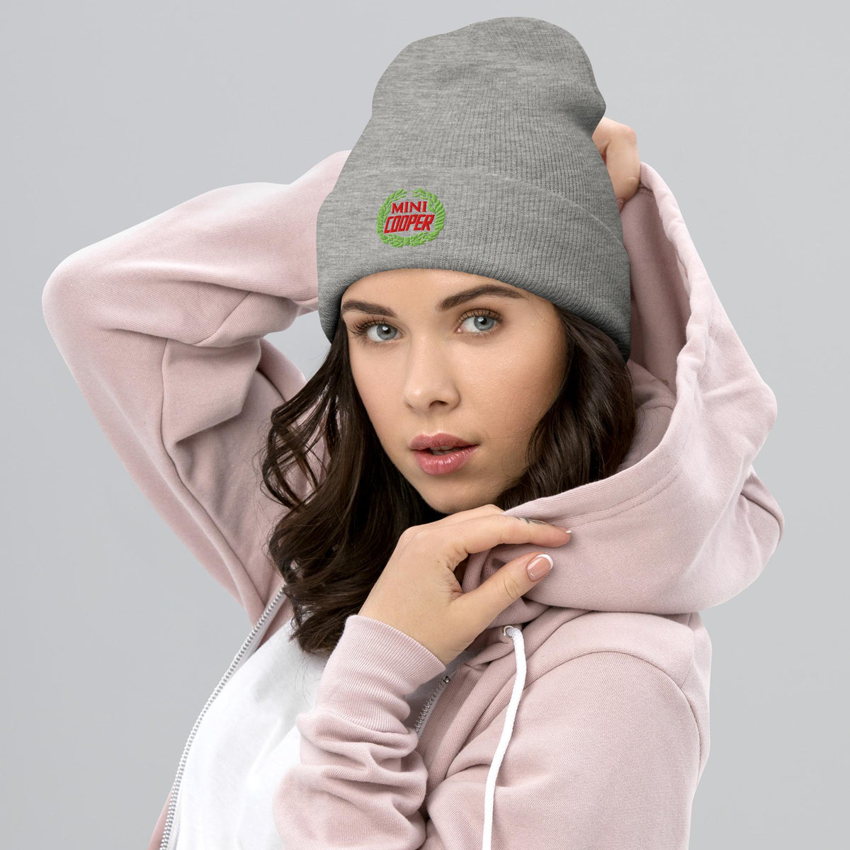 Old Mini Cooper Emblem Cuffed Beanie
