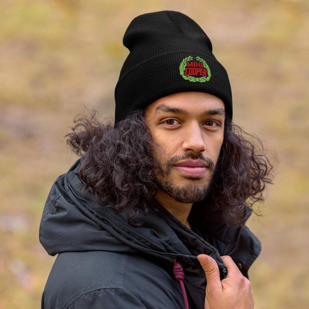 Old Mini Cooper Emblem Cuffed Beanie