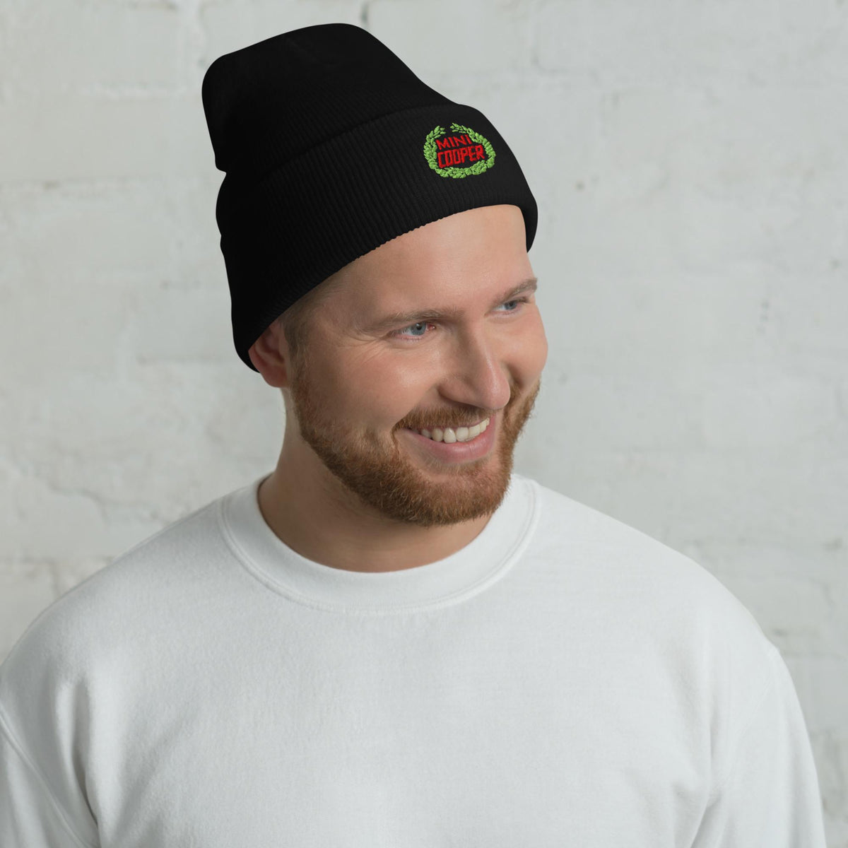 Old Mini Cooper Emblem Cuffed Beanie