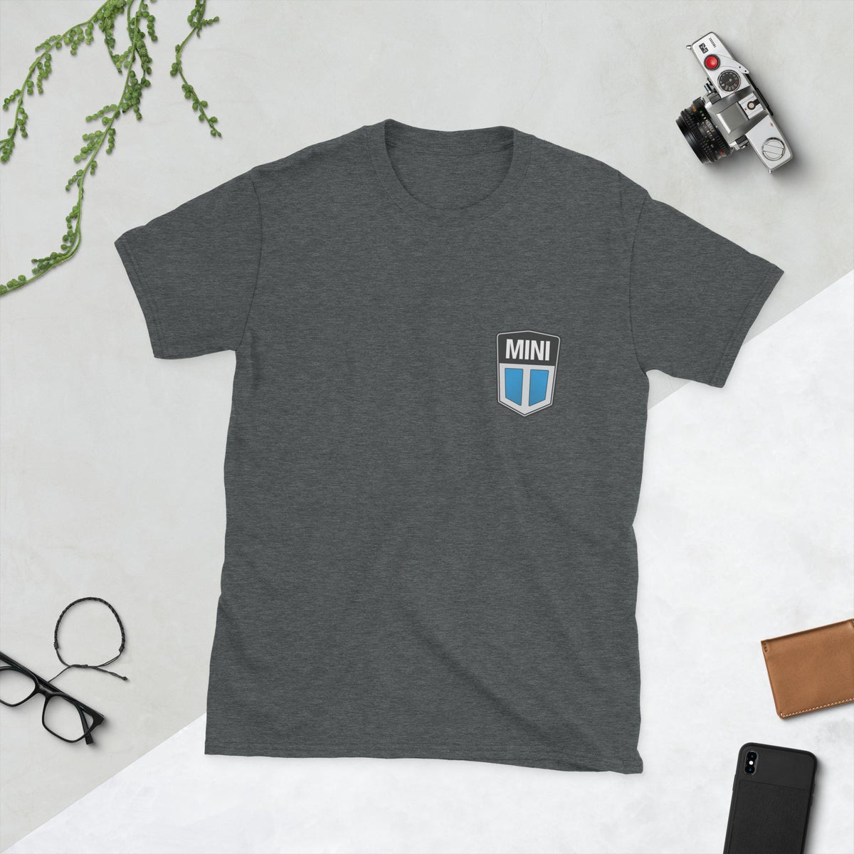 Old Mini Cooper Blue Emblem Short-Sleeve Unisex T-Shirt
